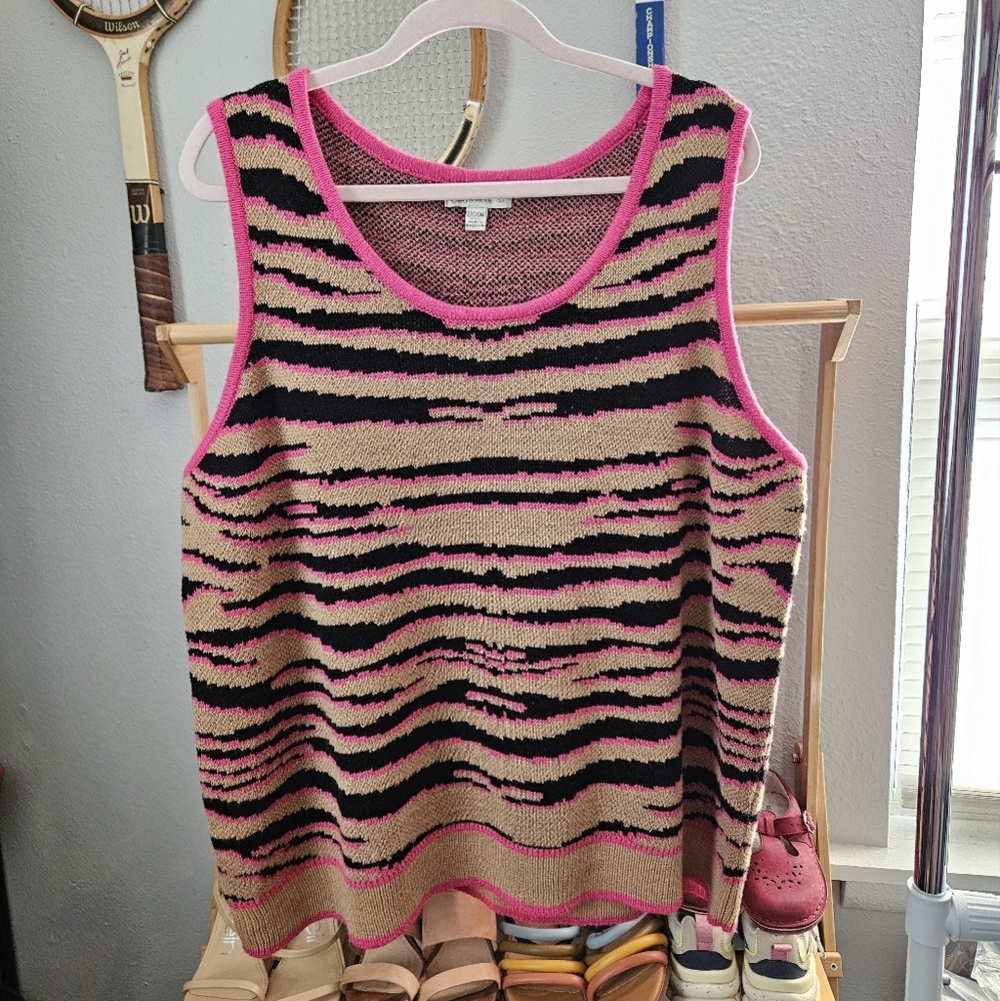 Cato zebra sweater tank Pink And Beige And Black Animal Print 22/24W